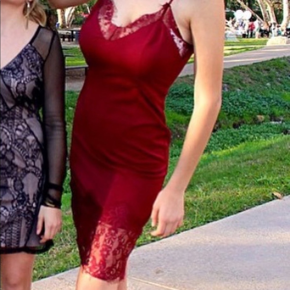 Burgundy midi dress